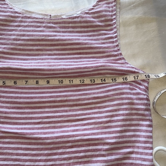 Beach Lunch Lounge Alina Red & White Linen Sleeveless Striped Dress Sz Small - Picture 10 of 12